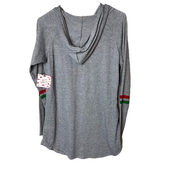 Womens Christmas Sz L Santa’s Favorite Country Girl Holiday Hooded LS Top NWT - Picture 7 of 7